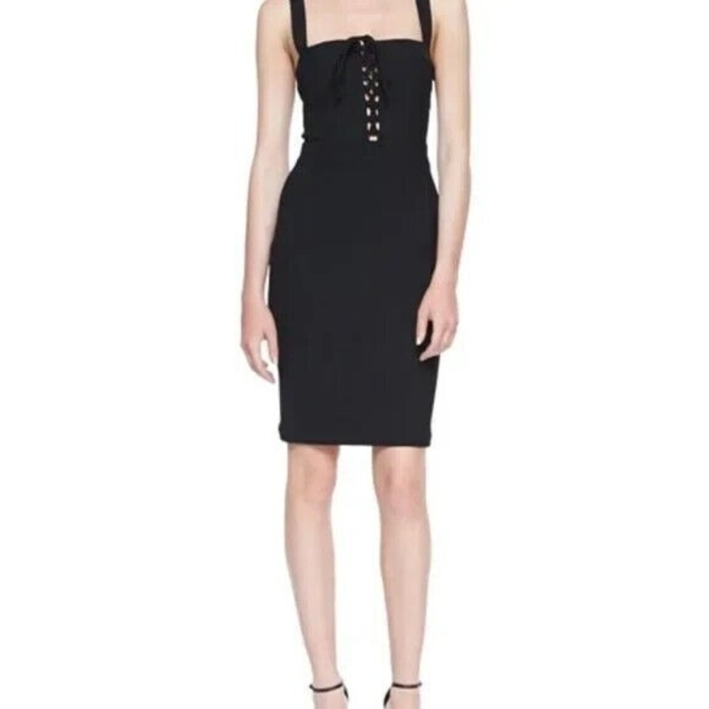 Diane von Furstenberg Brown Lace Up Front Sheath Dress Size 4 Sleeveless Mini